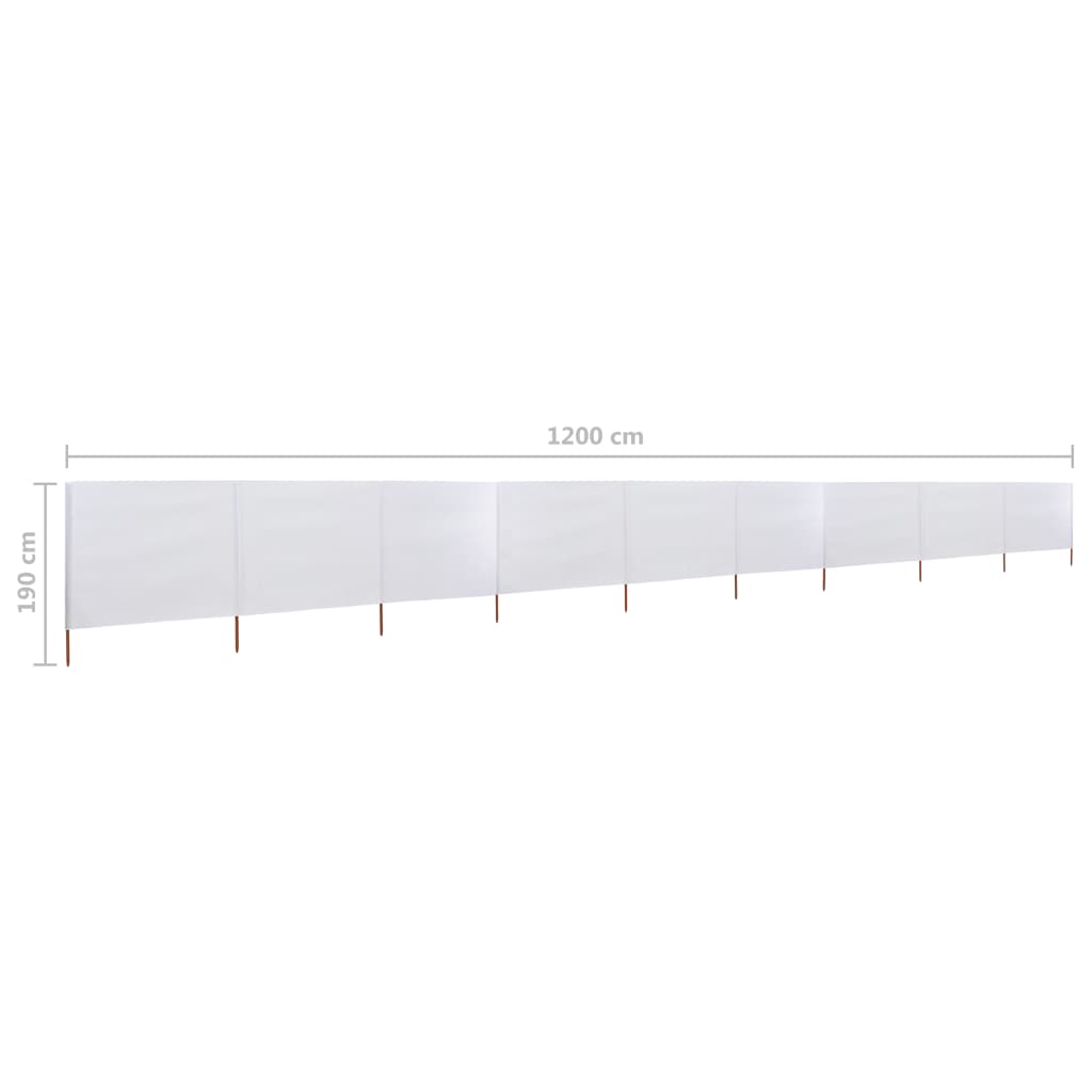 Windscherm 9-Panelen Stof 1200 x 160 cm Zandwit