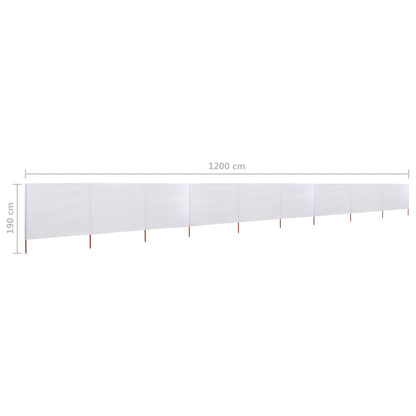 Windscherm 9-Panelen Stof 1200 x 160 cm Zandwit