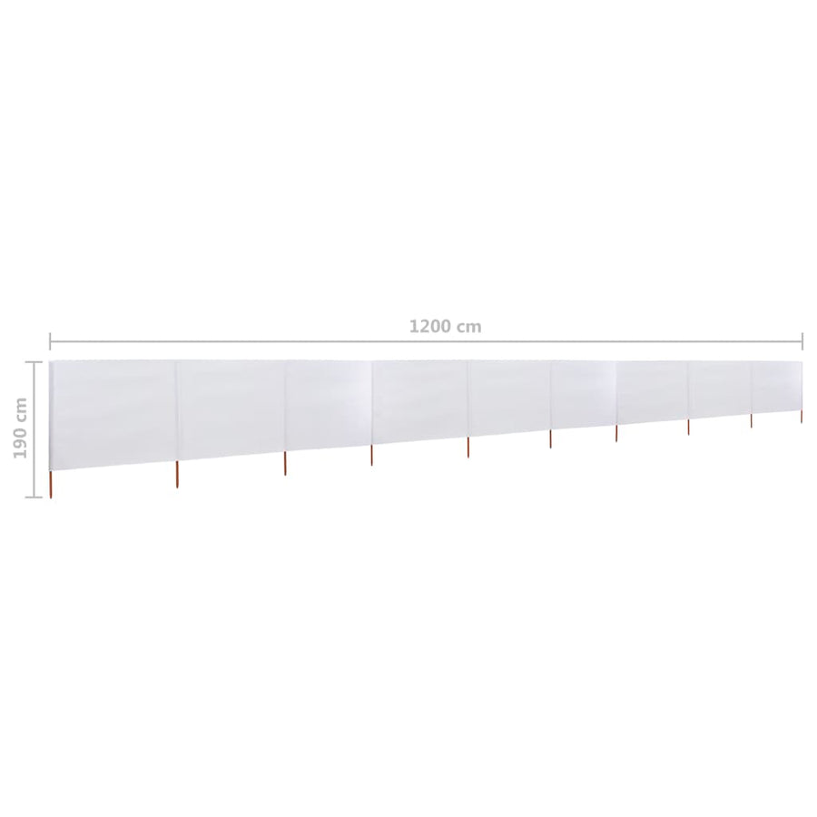 Windscherm 9-Panelen Stof 1200 x 160 cm Zandwit