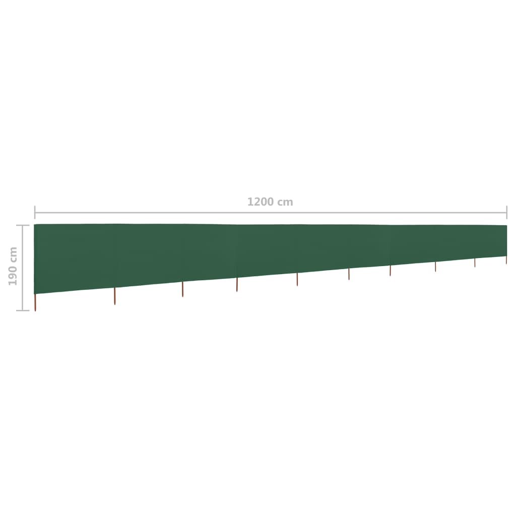 Windscherm 9-Panelen Stof 1200 x 160 cm Groen