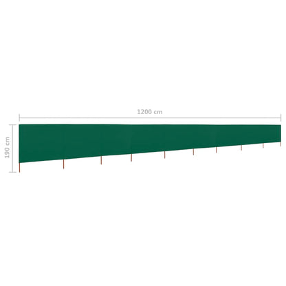 Windscherm 9-Panelen Stof 1200 x 160 cm Groen