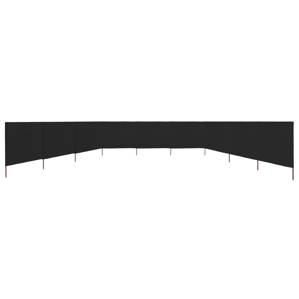 Windscherm 9-Panelen Stof 1200 x 160 cm Zwart