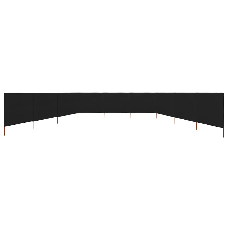 Windscherm 9-Panelen Stof 1200 x 160 cm Zwart