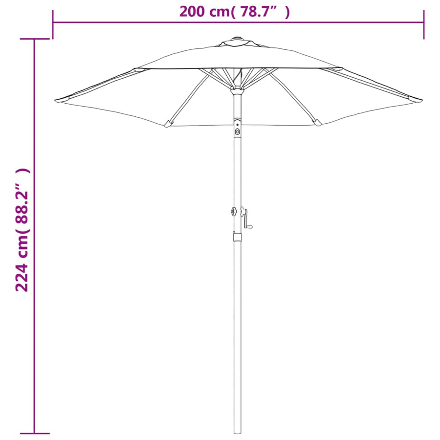 Parasol 200X224 Cm Aluminium Antraciet