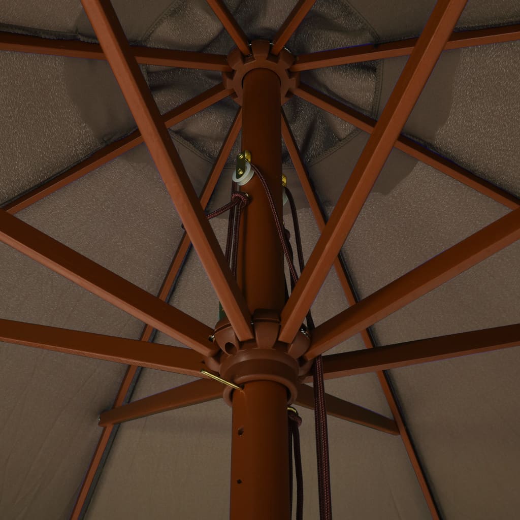 Parasol Met Houten Paal 330 Cm Taupe