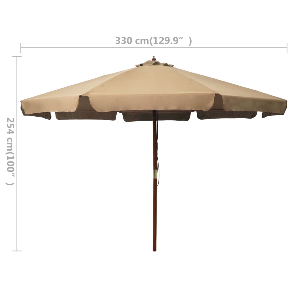 Parasol Met Houten Paal 330 Cm Taupe