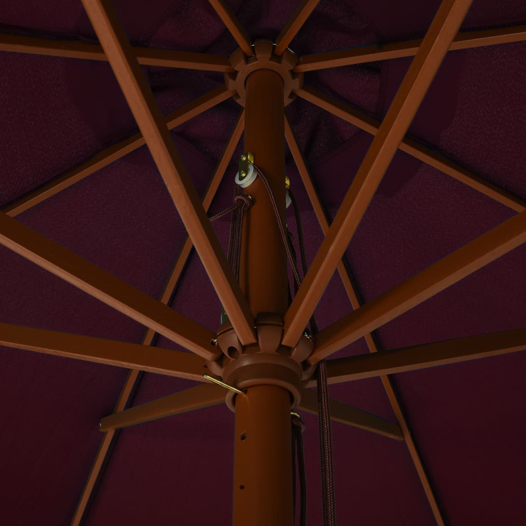 Parasol Met Houten Paal 330 Cm Bordeauxrood