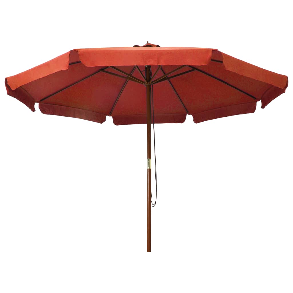 Parasol Met Houten Paal 330 Cm Kleurig Terracotta