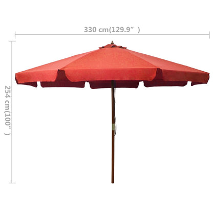 Parasol Met Houten Paal 330 Cm Kleurig Terracotta