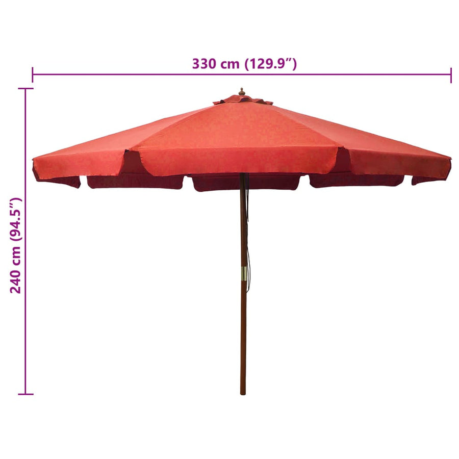 Parasol met houten paal 330 cm terracottakleurig