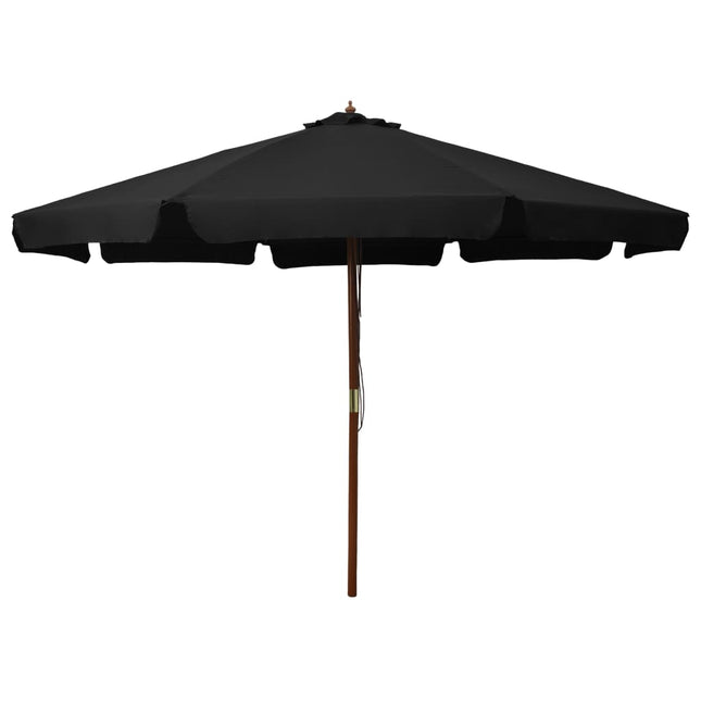 Parasol Met Houten Paal 330 Cm Zwart