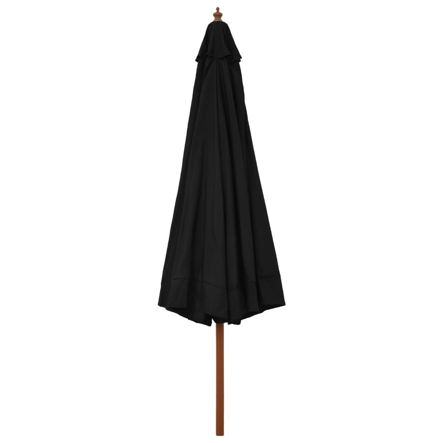 Parasol Met Houten Paal 330 Cm Zwart