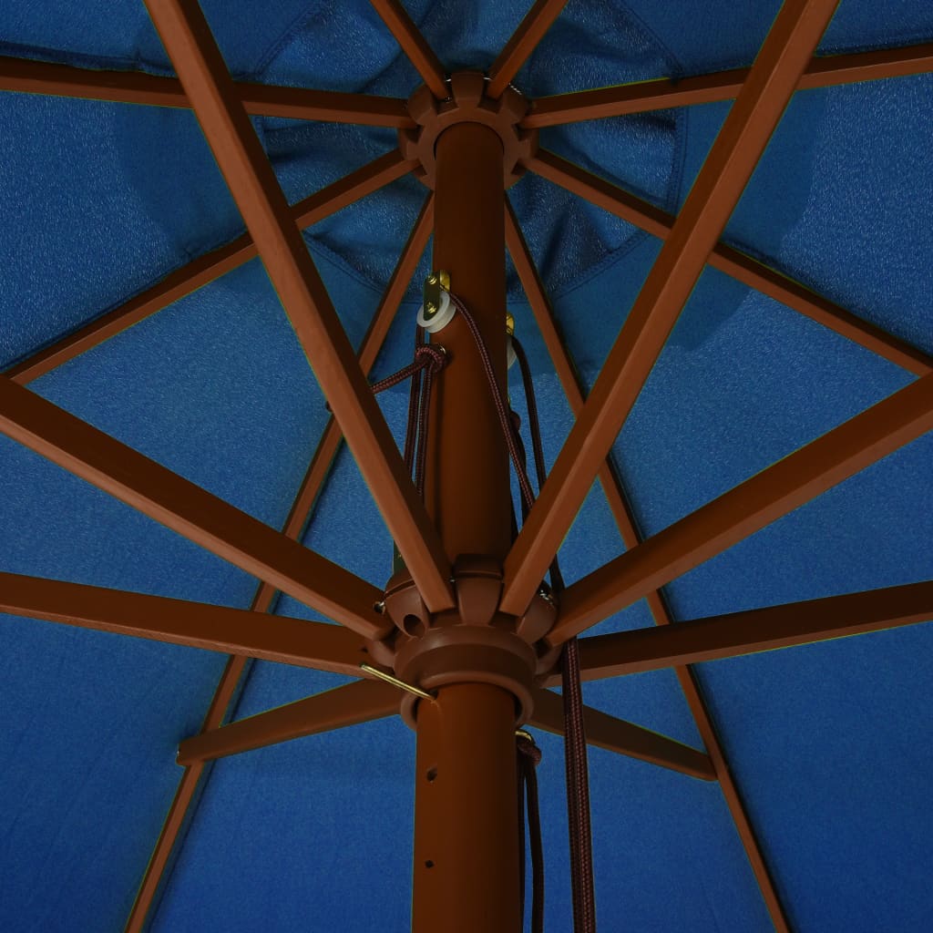 Parasol Met Houten Paal 330 Cm Azuurblauw