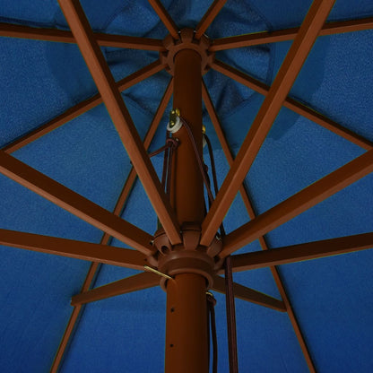 Parasol Met Houten Paal 330 Cm Azuurblauw