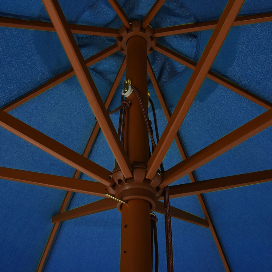 Parasol Met Houten Paal 330 Cm Azuurblauw