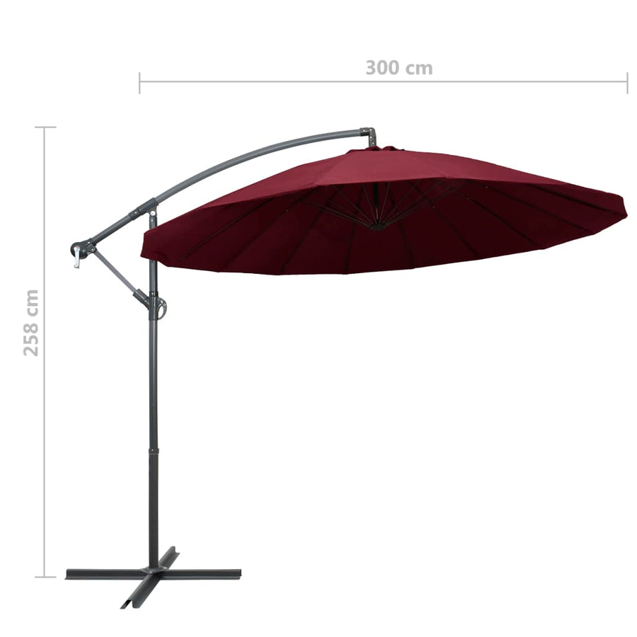 Zweefparasol Met Aluminium Paal 3 M Bordeauxrood