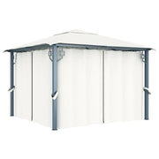 Gazebo with curtain 300x300 cm aluminum cream