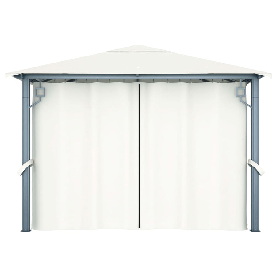 Prieel Met Gordijn Aluminium 300 x 300 cm Crème