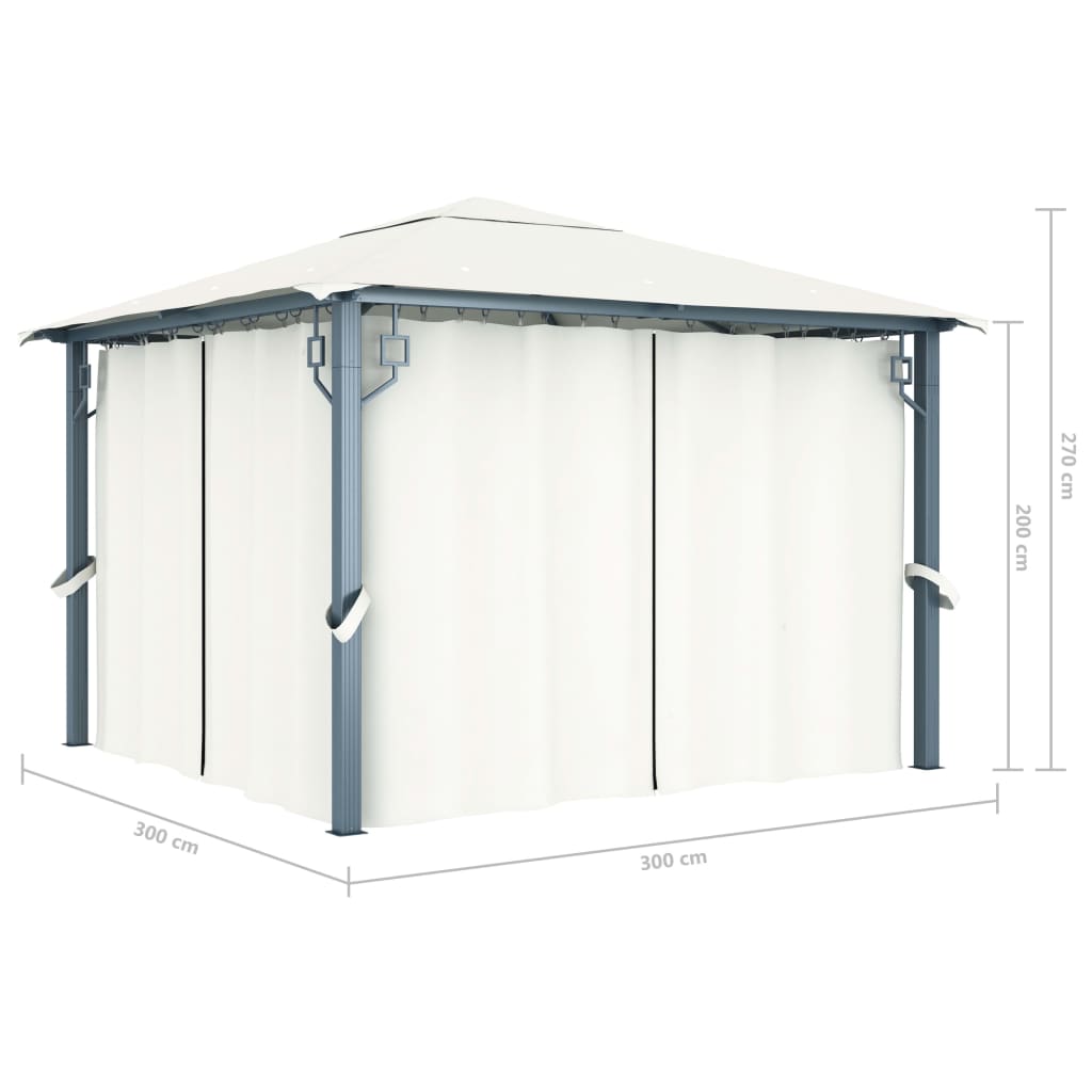 Prieel Met Gordijn Aluminium 300 x 300 cm Crème