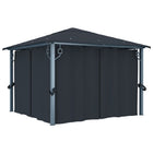 Gazebo with curtain 300x300 cm aluminum anthracite
