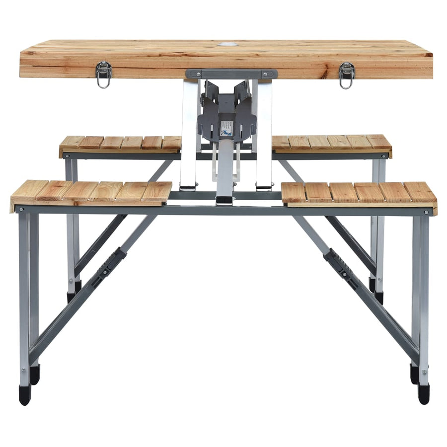 Campingtafel Inklapbaar Met 4 Zitjes Staal En Aluminium Bruin