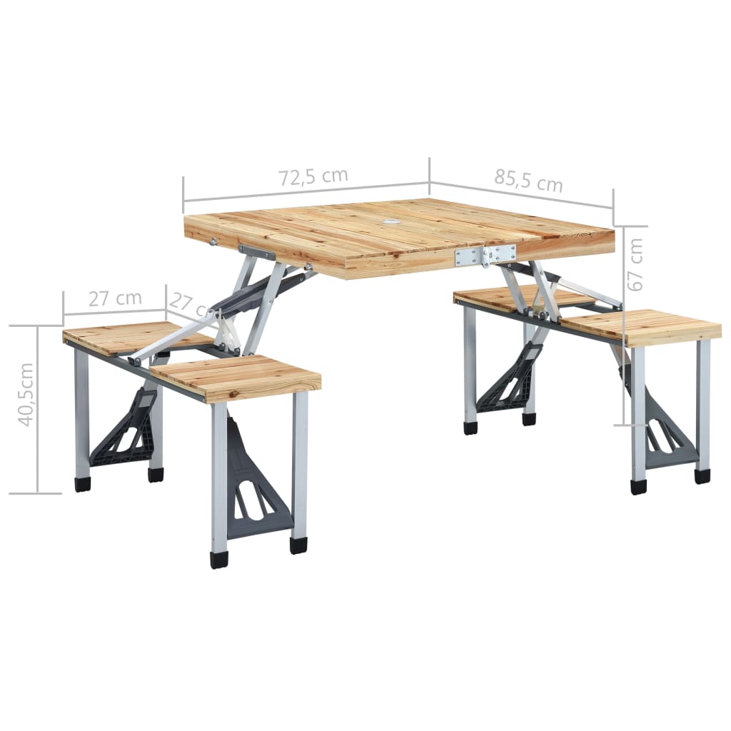 Campingtafel Inklapbaar Met 4 Zitjes Staal En Aluminium Bruin