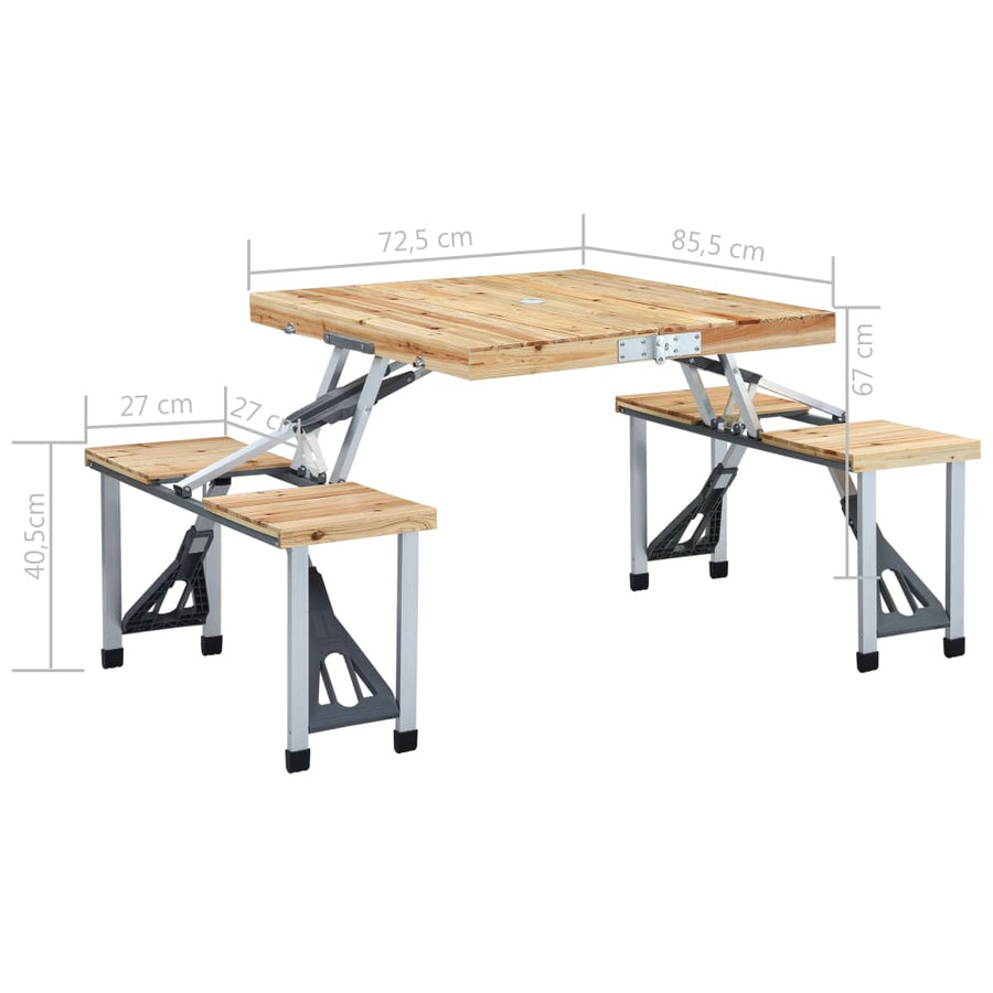 Campingtafel Inklapbaar Met 4 Zitjes Staal En Aluminium Bruin