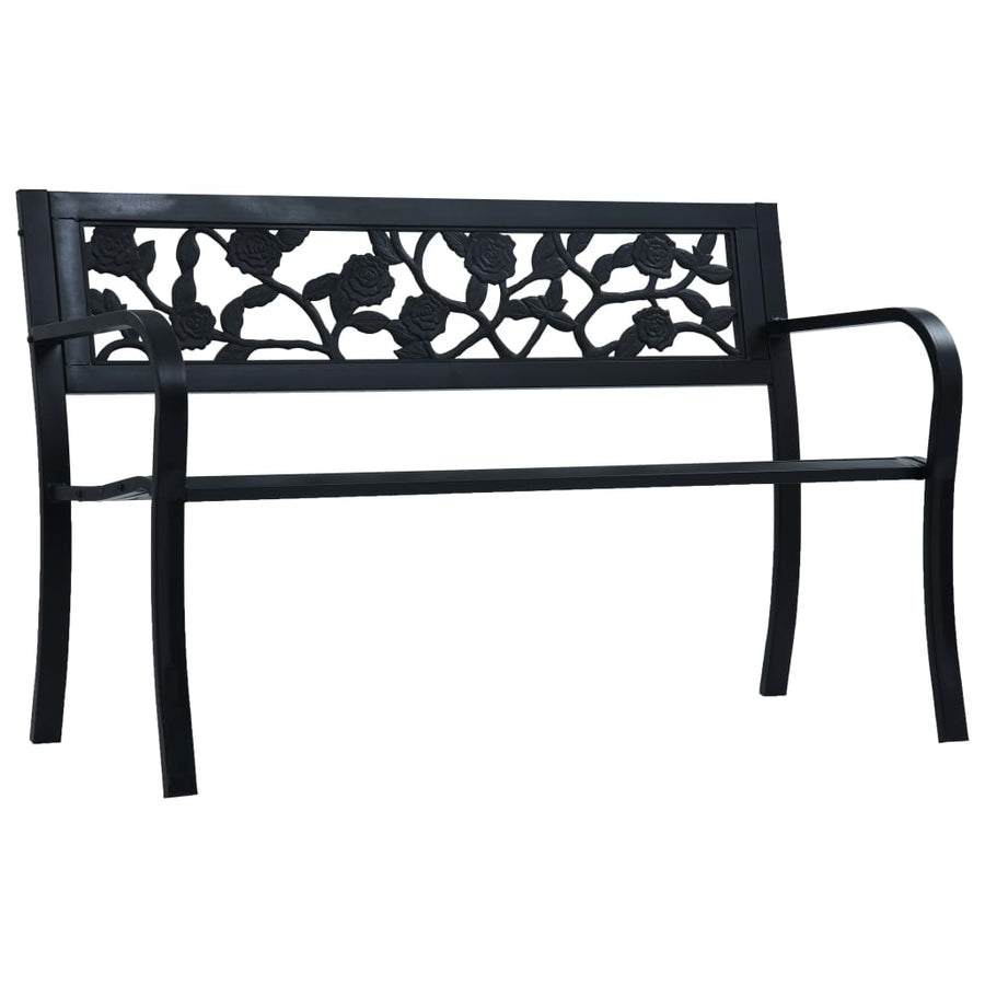 Tuinbank Staal Zwart 125 cm Rozen
