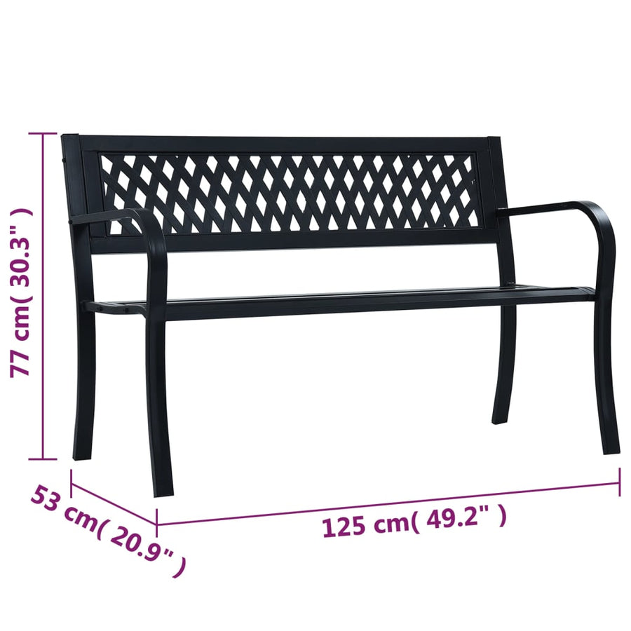 Tuinbank 125 cm staal zwart 1 125 cm Zwart