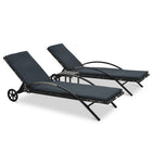 Ligbedden met tafel poly rattan 2x ligbed 1x tafel antraciet