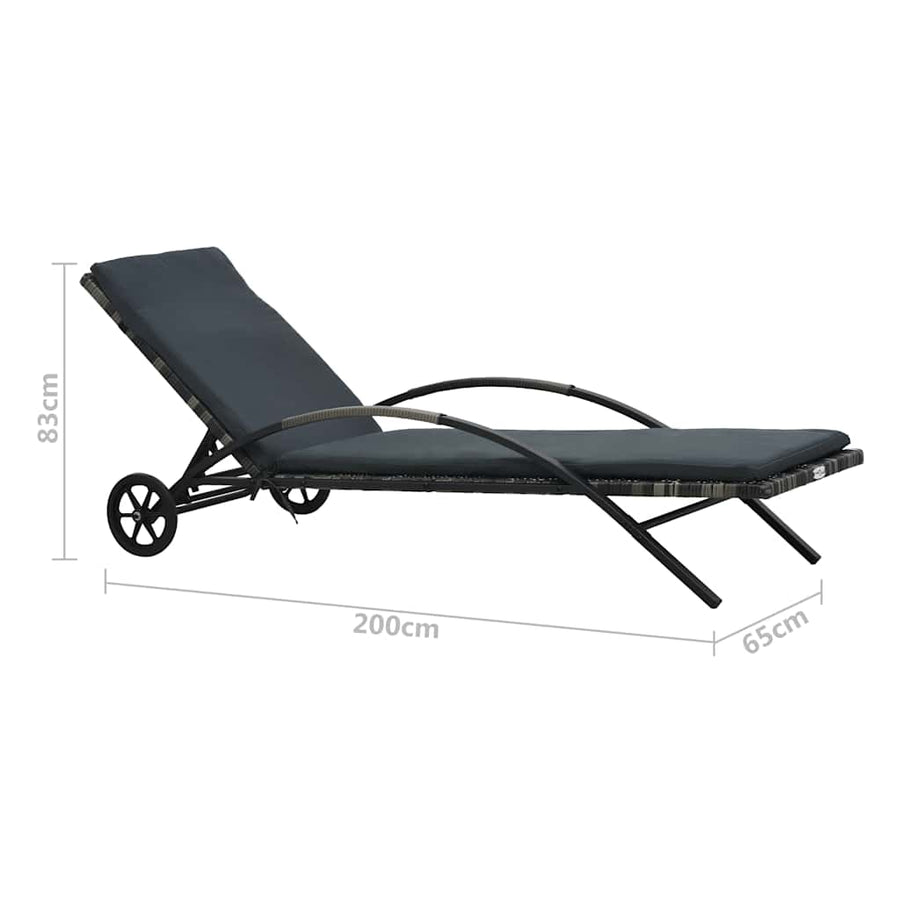 Ligbedden met tafel poly rattan antraciet