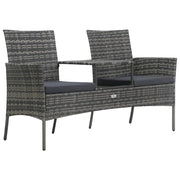 2-Seater Garden Bench with Table Poly Rattan Anthracite