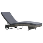 Sun lounger with wheels and cushion poly rattan anthracite