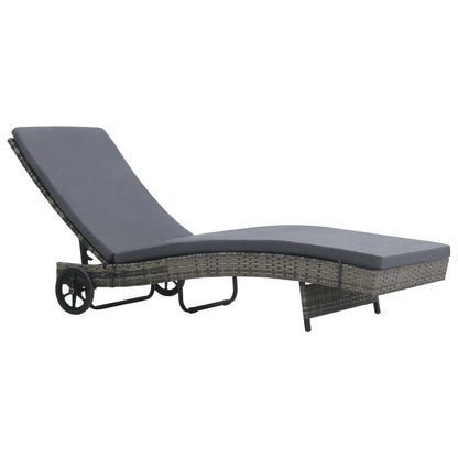 Ligbed Met Wielen En Kussen Poly Rattan 1 Antraciet