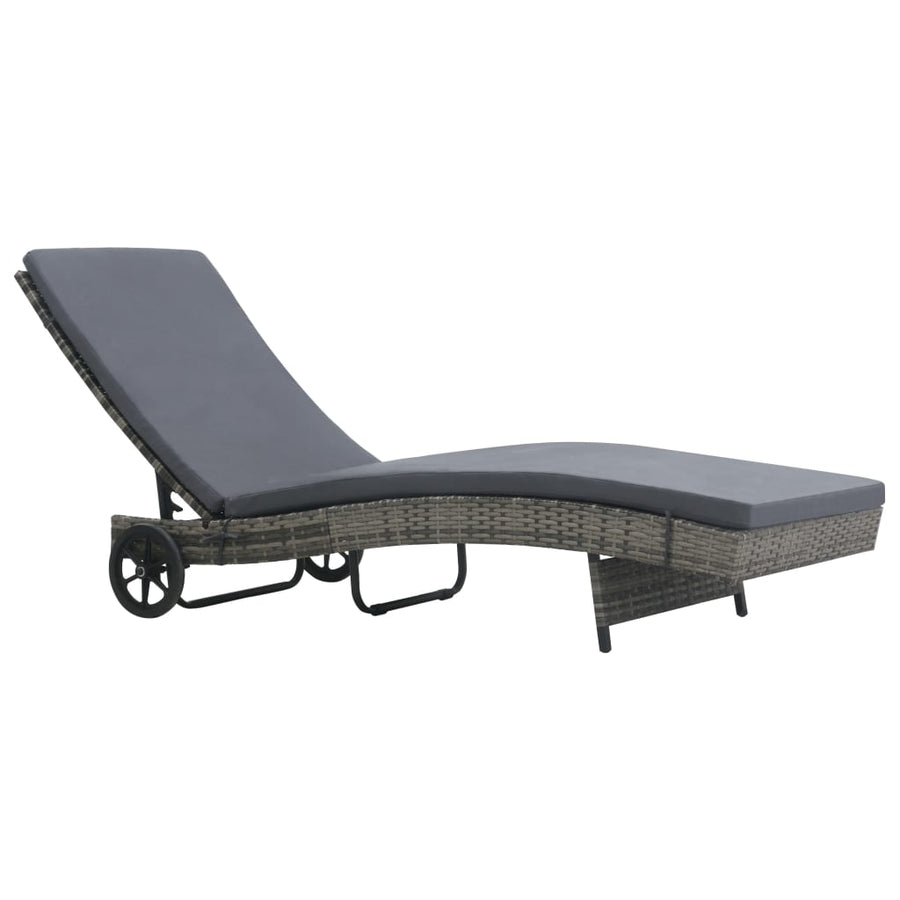 Ligbed Met Wielen En Kussen Poly Rattan 1 Antraciet