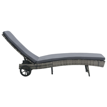 Ligbed Met Wielen En Kussen Poly Rattan 1 Antraciet