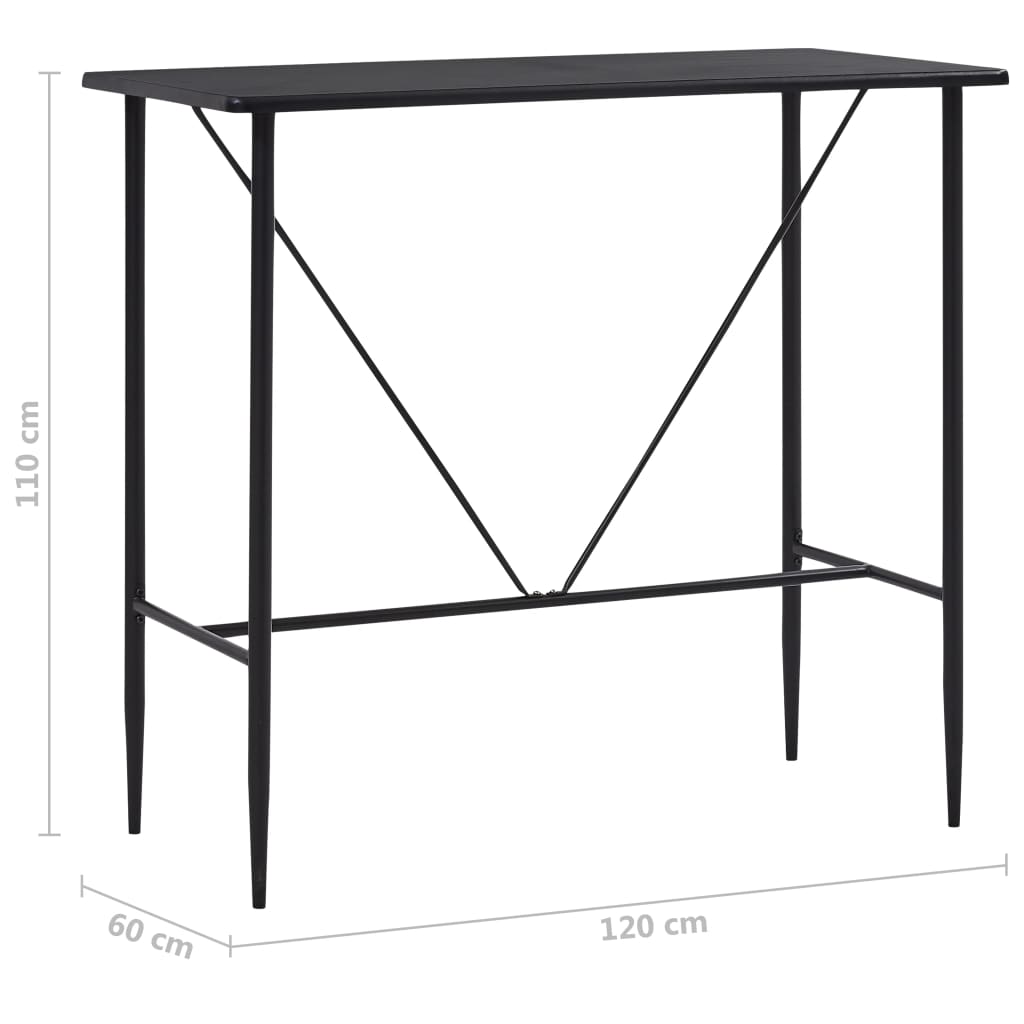 Bartafel 20X60X0 Cm Mdf Zwart