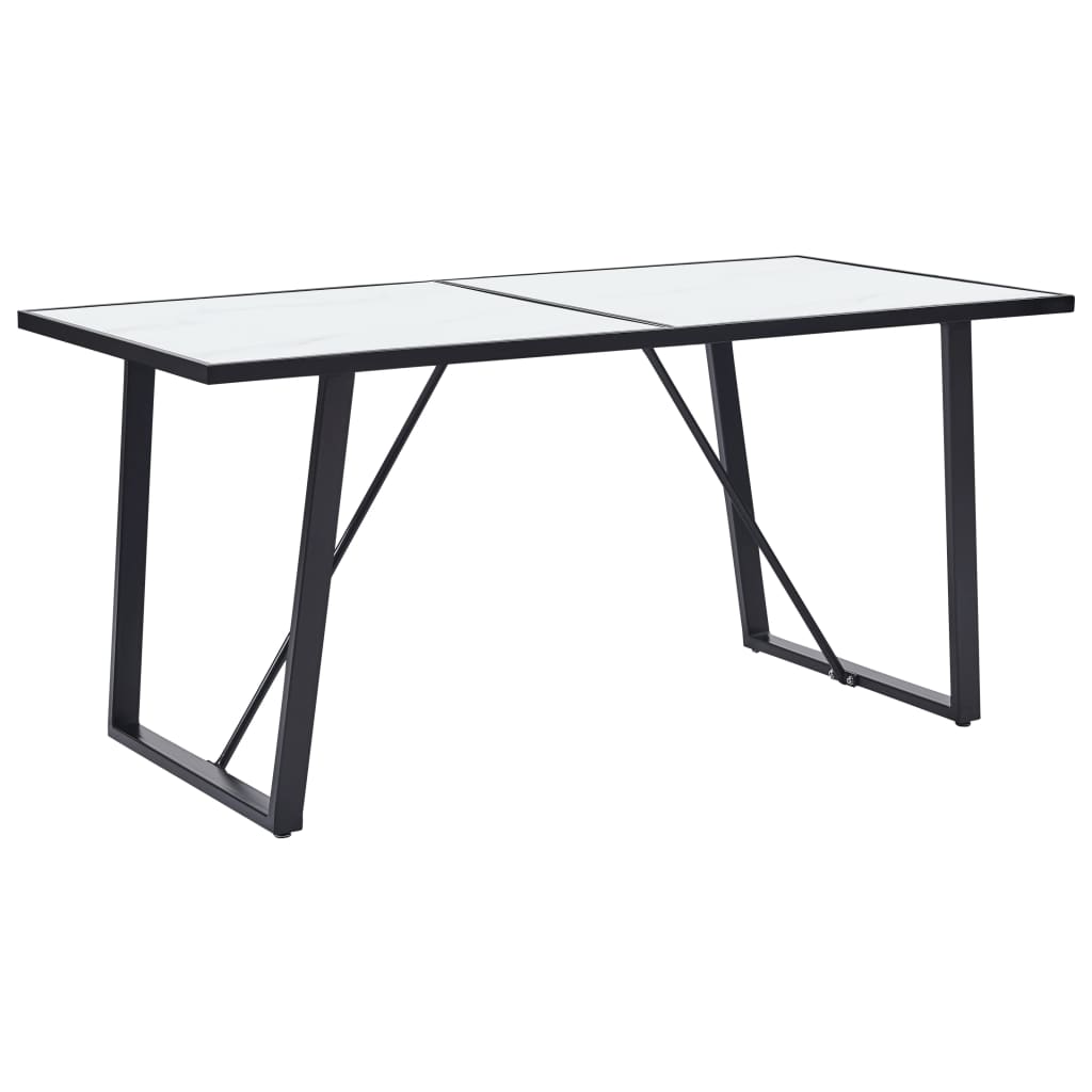 Eettafel 160x80x75 cm gehard glas wit