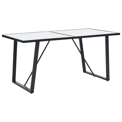 Eettafel 160x80x75 cm gehard glas wit