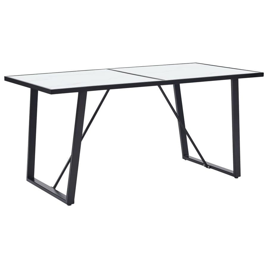 Eettafel 160x80x75 cm gehard glas wit