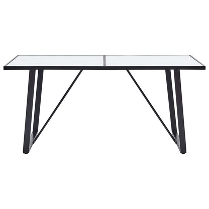 Eettafel 160x80x75 cm gehard glas wit