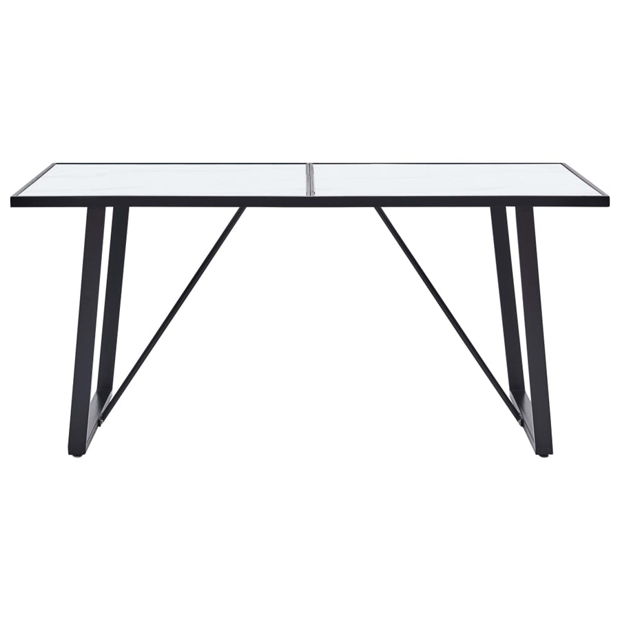 Eettafel 160x80x75 cm gehard glas wit