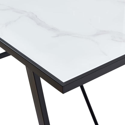 Eettafel 160x80x75 cm gehard glas wit
