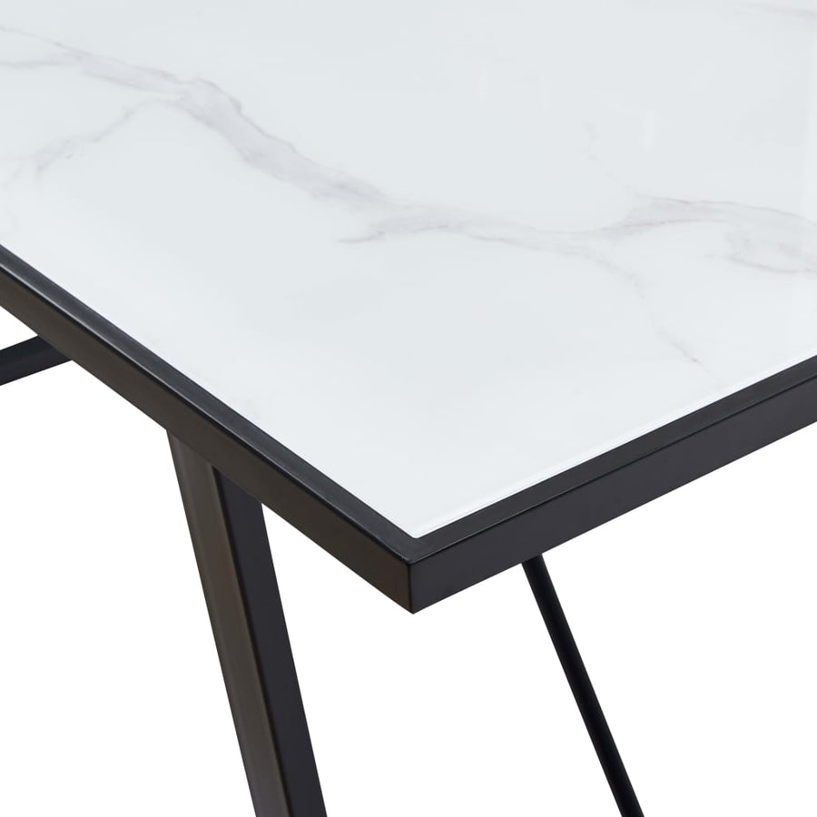 Eettafel 160x80x75 cm gehard glas wit