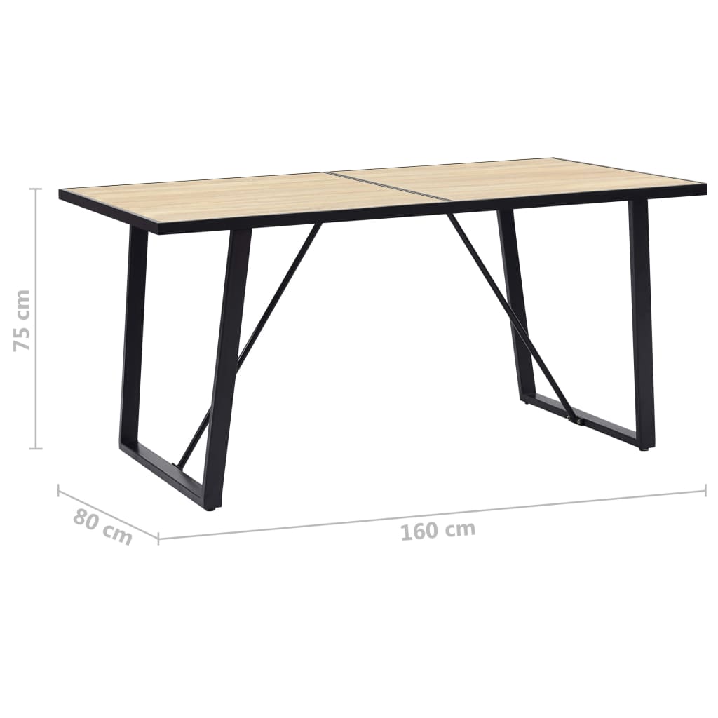 Eettafel 160x80x75 cm MDF eikenkleurig
