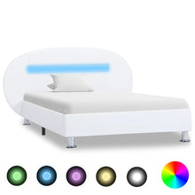 Bedframe Met Led Kunstleer Wit 100X200 Cm 100 x 200 cm