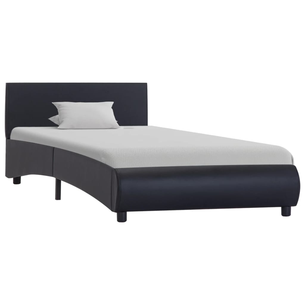 Bedframe Met Led Kunstleer Zwart 90X200 Cm 90 x 200 cm