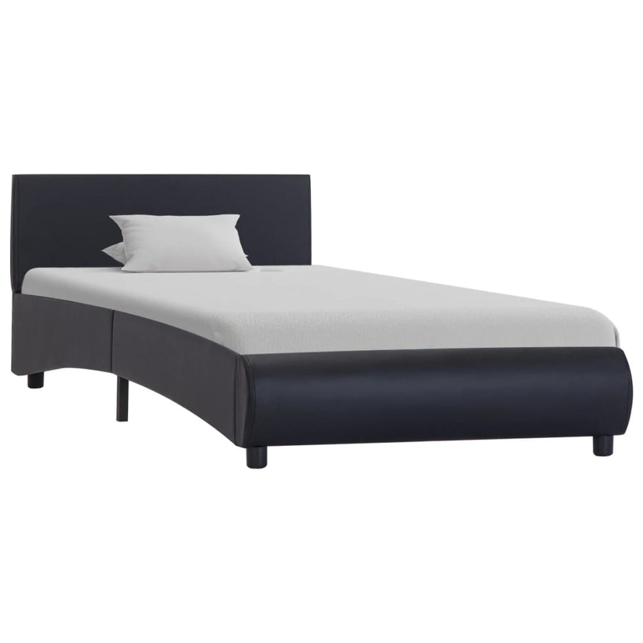 Bedframe Met Led Kunstleer Zwart 90X200 Cm 90 x 200 cm
