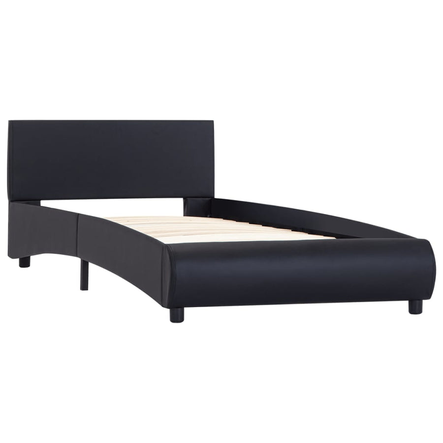 Bedframe Met Led Kunstleer Zwart 90X200 Cm 90 x 200 cm