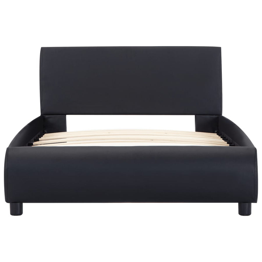 Bedframe Met Led Kunstleer Zwart 90X200 Cm 90 x 200 cm